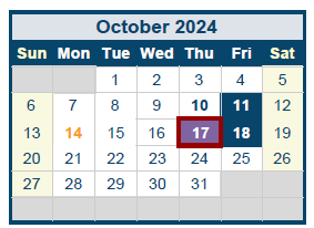District School Academic Calendar for Quail Run Elementary for October 2024