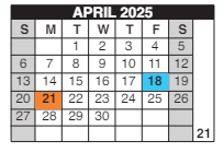 District School Academic Calendar for Pioneer Park Es for April 2025