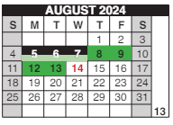District School Academic Calendar for Douglass Learning Ctr for August 2024