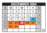 District School Academic Calendar for Pioneer Park Es for December 2024