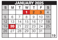 District School Academic Calendar for Douglass Learning Ctr for January 2025