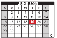 District School Academic Calendar for Pioneer Park Es for June 2025
