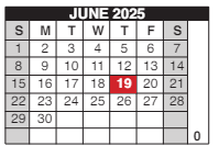 District School Academic Calendar for Douglass Learning Ctr for June 2025