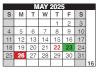 District School Academic Calendar for Pioneer Park Es for May 2025