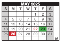 District School Academic Calendar for Douglass Learning Ctr for May 2025