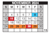 District School Academic Calendar for Douglass Learning Ctr for November 2024