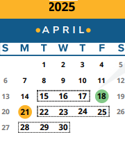 District School Academic Calendar for Steiner Ranch Elementary School for April 2025