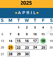 District School Academic Calendar for Whitestone Elementary School for April 2025