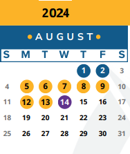 District School Academic Calendar for Block House Creek Elementary School for August 2024