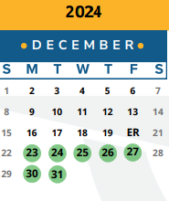 District School Academic Calendar for Naumann Elementary School for December 2024
