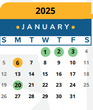 District School Academic Calendar for River Place Elementary School for January 2025