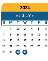 District School Academic Calendar for Cypress Elementary School for July 2024