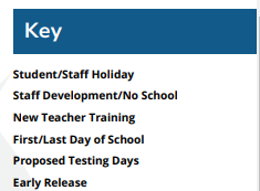 District School Academic Calendar Legend for Plain Elementary School
