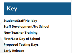 District School Academic Calendar Legend for Grandview Hills Elementary School