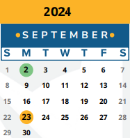 District School Academic Calendar for Bush Elementary School for September 2024