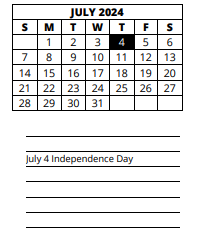 District School Academic Calendar for Manatee Elementary School for July 2024