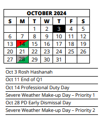 District School Academic Calendar for Alva Elementary School for October 2024