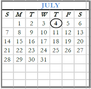 District School Academic Calendar for Hawthorn Hill ELEM. for July 2024
