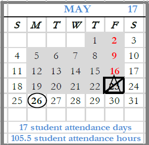 District School Academic Calendar for Hawthorn Hill ELEM. for May 2025