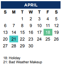 District School Academic Calendar for Timber Creek Elementary for April 2025