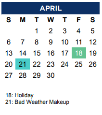 District School Academic Calendar for Donald Elementary for April 2025