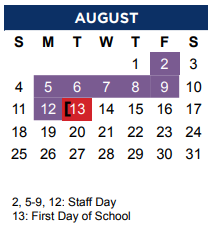 District School Academic Calendar for Timber Creek Elementary for August 2024