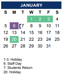 District School Academic Calendar for Timber Creek Elementary for January 2025