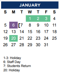 District School Academic Calendar for Lillie J Jackson Early Childhood C for January 2025