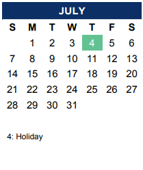 District School Academic Calendar for Garden Ridge Elementary for July 2024