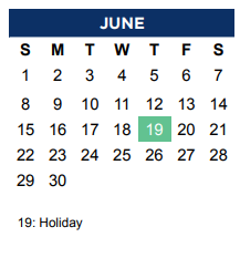 District School Academic Calendar for C Douglas Killough Lewisville HS N for June 2025