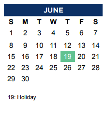 District School Academic Calendar for Peters Colony Elementary for June 2025