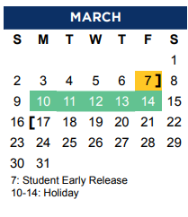District School Academic Calendar for Marshall Durham Middle School for March 2025