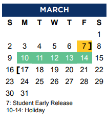 District School Academic Calendar for Timber Creek Elementary for March 2025