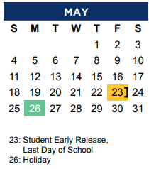 District School Academic Calendar for Lakeland Elementary for May 2025