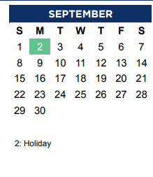 District School Academic Calendar for Lakeview Middle for September 2024