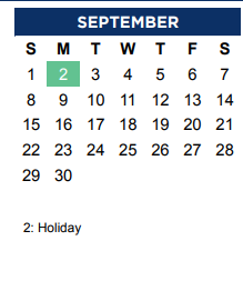 District School Academic Calendar for Dale Jackson Career Ctr for September 2024