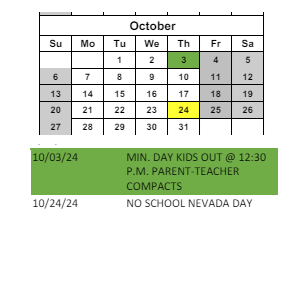 District School Academic Calendar for C O Bastian for October 2024
