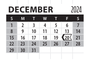 District School Academic Calendar for Transition Expulsion Program for December 2024