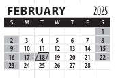 District School Academic Calendar for Transition Expulsion Program for February 2025
