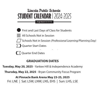 District School Academic Calendar Legend for Transition Expulsion Program