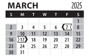 District School Academic Calendar for Transition Expulsion Program for March 2025