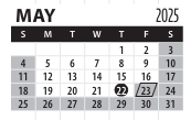 District School Academic Calendar for Transition Expulsion Program for May 2025