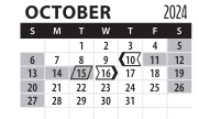 District School Academic Calendar for Transition Expulsion Program for October 2024