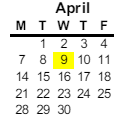 District School Academic Calendar for Creekside Elementary for April 2025