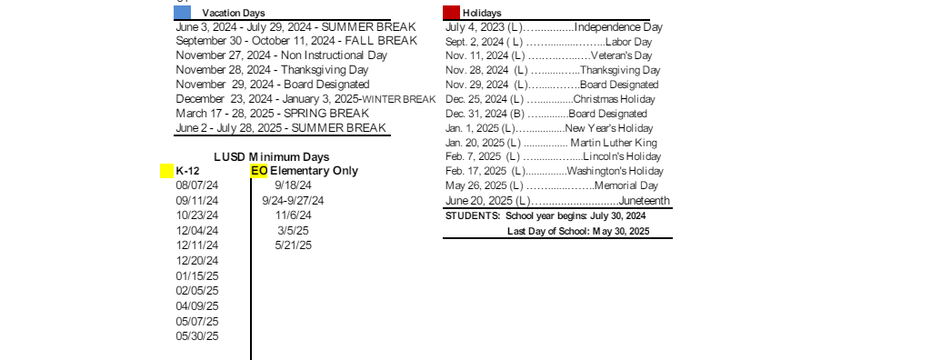 District School Academic Calendar Key for Heritage Elementary