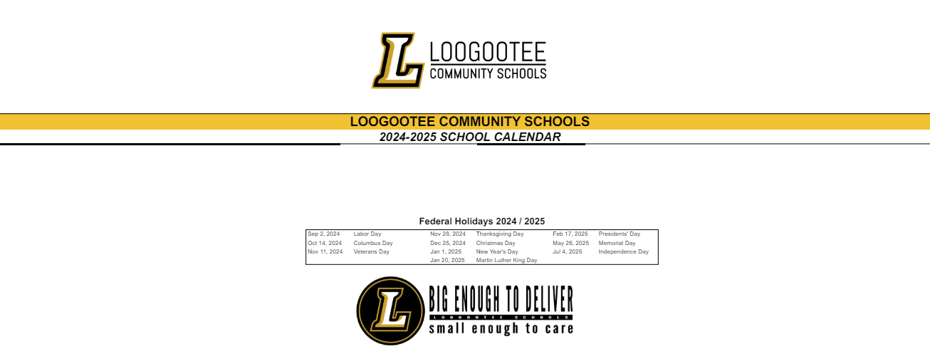 District School Academic Calendar Key for Loogootee Jr/sr High School