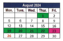 District School Academic Calendar for Lorain Admiral King Excel HS for August 2024