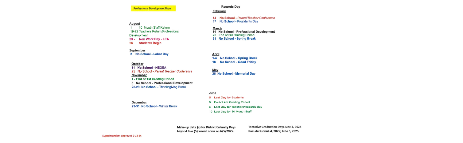 District School Academic Calendar Key for Lorain Admiral King Excel HS