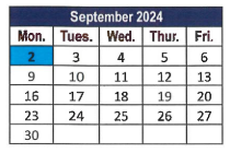 District School Academic Calendar for Lorain Admiral King Excel HS for September 2024