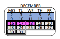District School Academic Calendar for Thurgood Marshall Charter High for December 2024